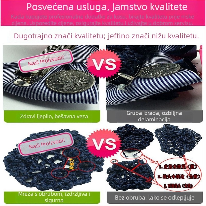 Cvjetna mreža za kosu s mašnicom, ručno izrađeno, japansko-korejski stil, model C07