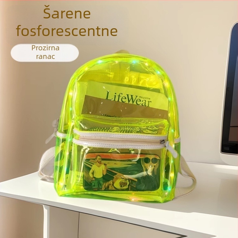 PVC Jelly ruksak u japanskom stilu s prugastim uzorkom, 20–35L, za 13-inčni prijenosnik