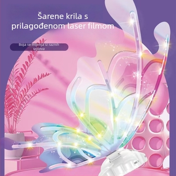 Dječja svjetleća krila leptira – pokretna svjetleća krila, plastična stražnja dekoracija, za dob 7–14 godina