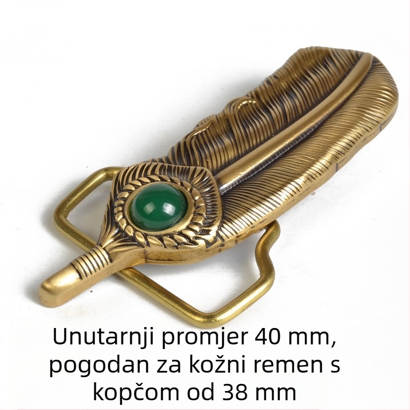 Bakrena kopča za pojas za muškarce, glatka kopča, DIY dekor s cvijećem i perjem, pločica s kamenjem, dodatak za pojas