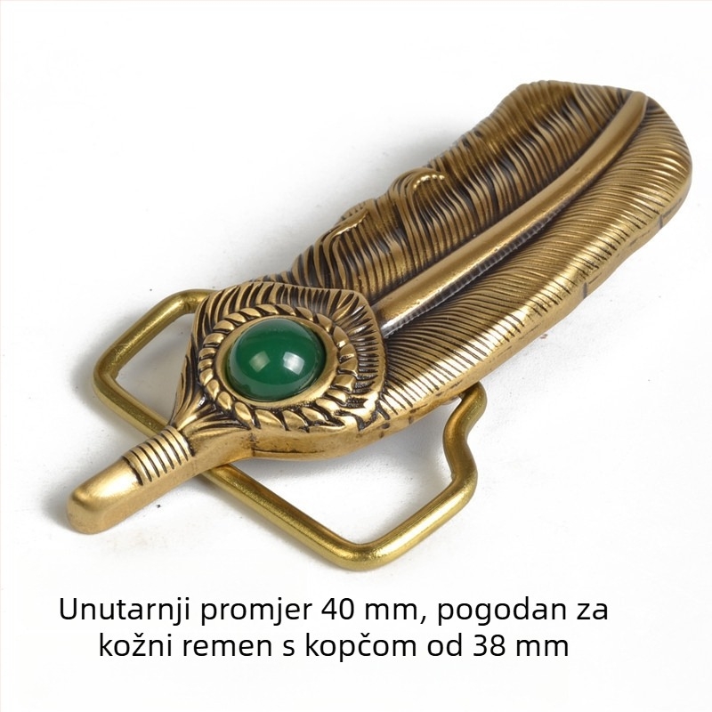 Bakrena kopča za pojas za muškarce, glatka kopča, DIY dekor s cvijećem i perjem, pločica s kamenjem, dodatak za pojas