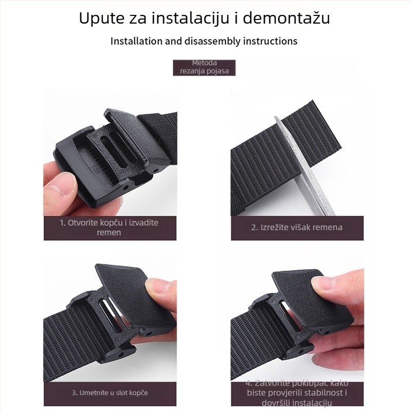 PP remen s plastičnom kopčom, glatka kopča, širina 2-4 cm, lagani unisex remen, osobni stil