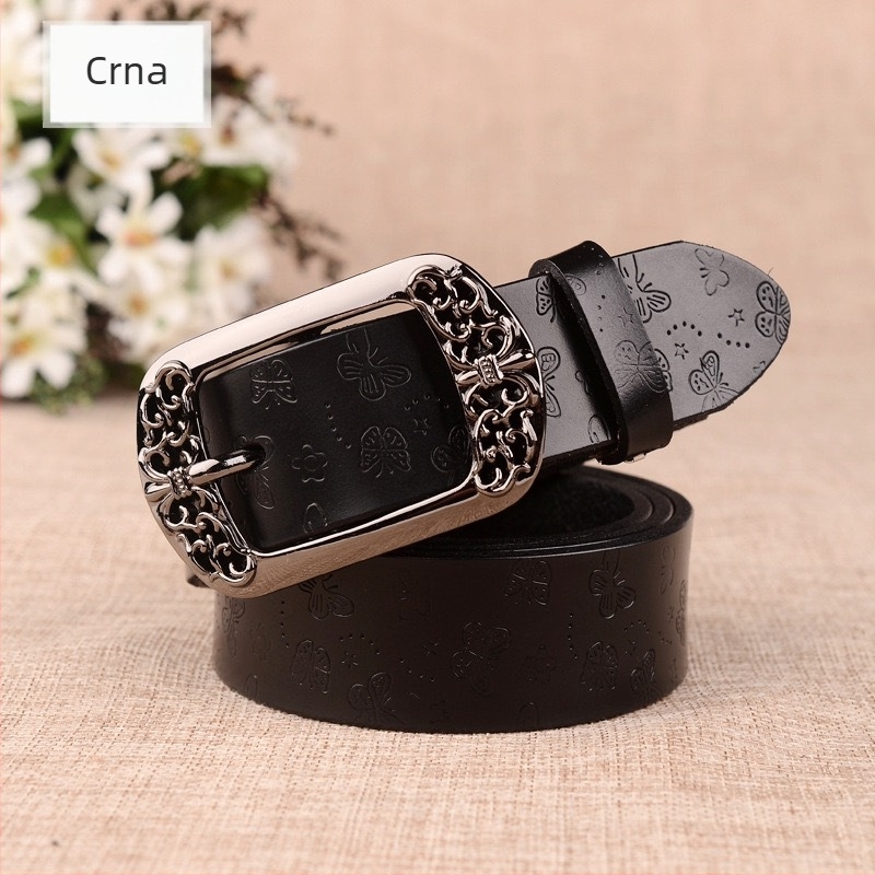 Kožni kaiš od prave kože s kopčom s pinom (legura), širina 2–4 cm, retro književno-umjetnički stil