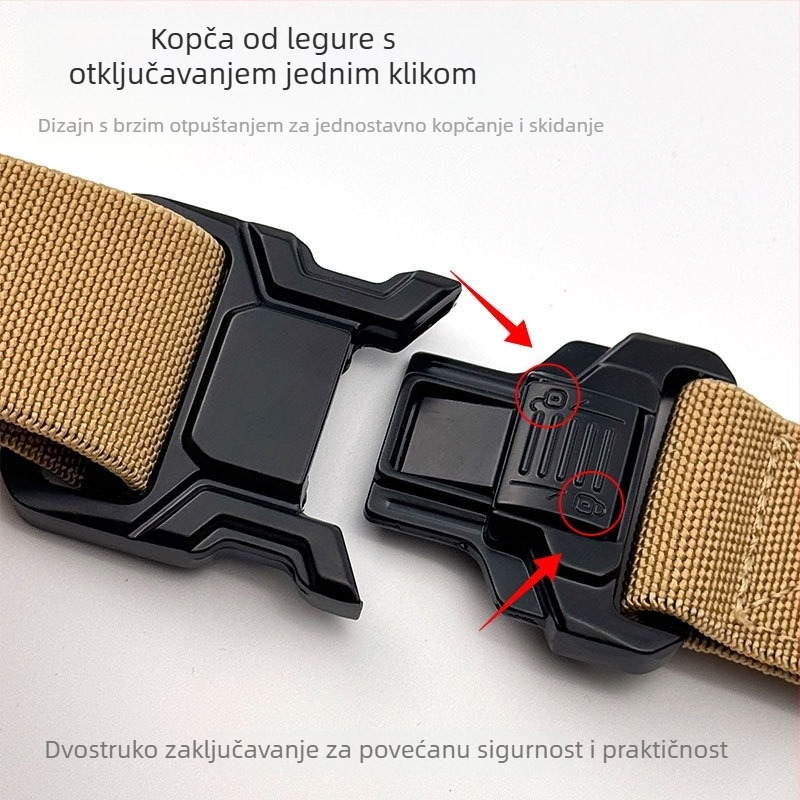 Muški platneni pojas s najlonskom taktičkom brzim kopčom od legure, elastični pleteni pojas za svakodnevne i vanjske aktivnosti
