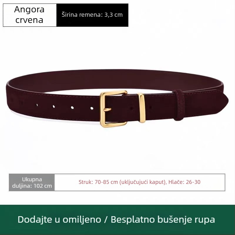 Pojas od dvostruke kože s kopčom od cinkovog legura, kopča na pin, širina 2-4 cm, ručno tkan