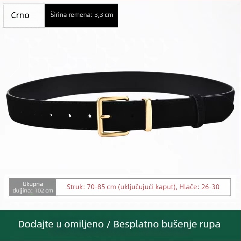 Pojas od dvostruke kože s kopčom od cinkovog legura, kopča na pin, širina 2-4 cm, ručno tkan