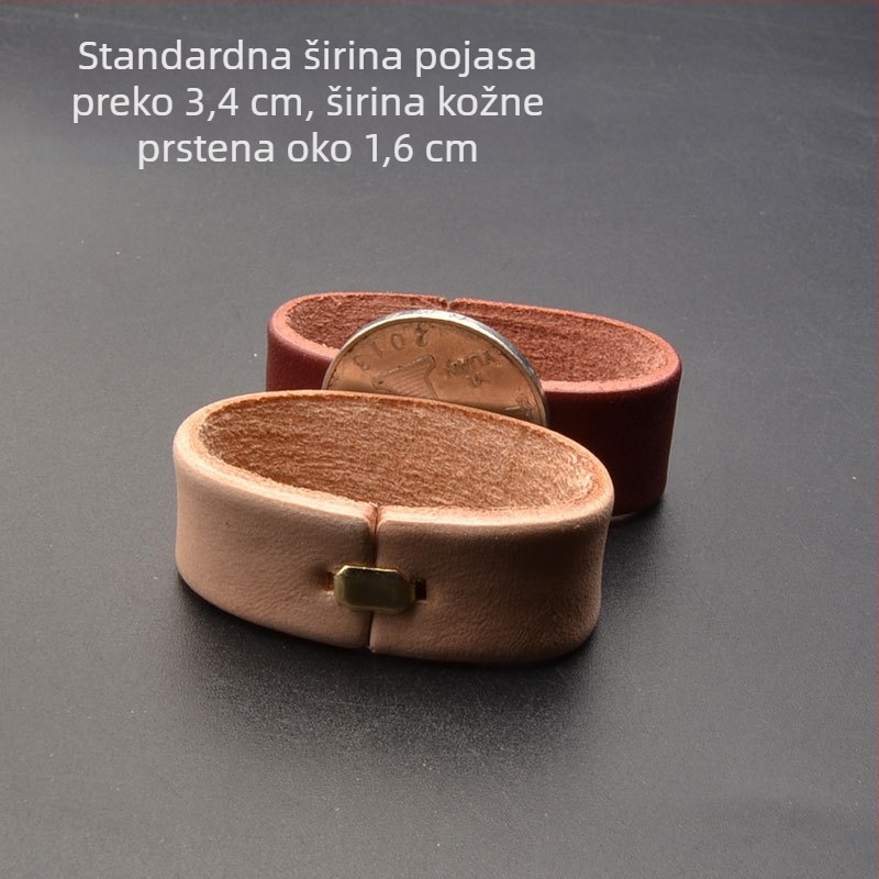 Kožni prsten za kaiš – pravo koža, prvi sloj teleće kože, bakrena kopča s iglom, ručna izrada