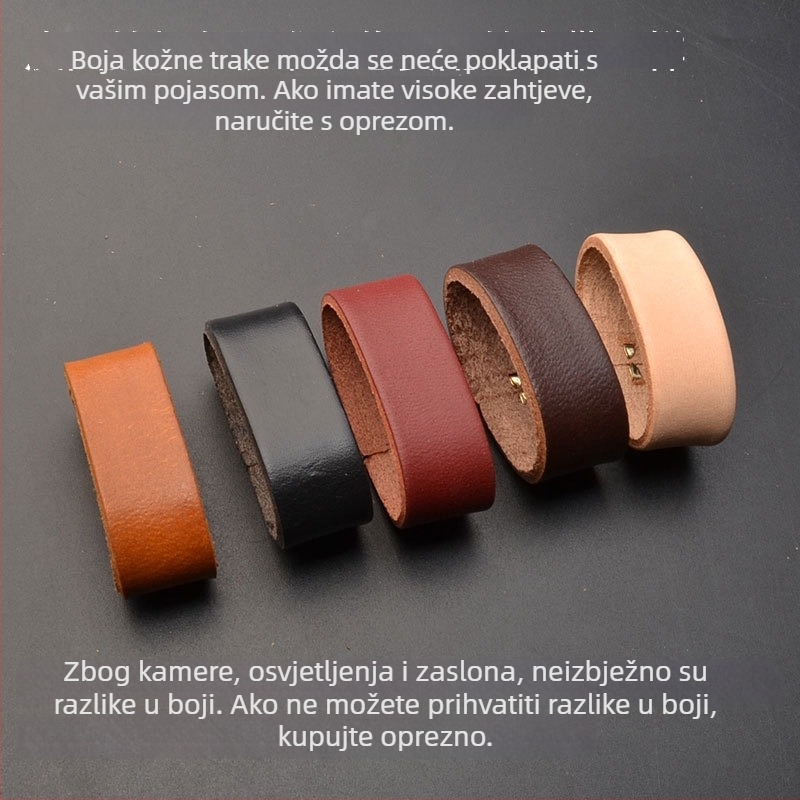 Kožni prsten za kaiš – pravo koža, prvi sloj teleće kože, bakrena kopča s iglom, ručna izrada