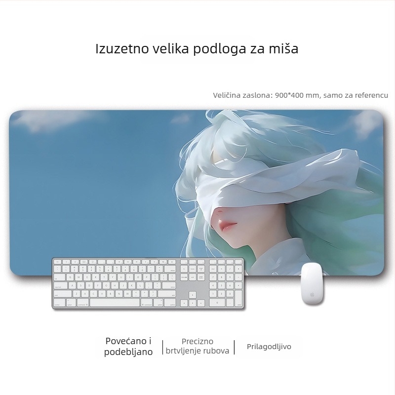 Velika podloga za miš s učvršćenim rubom – protuklizna radna podloga za računalo