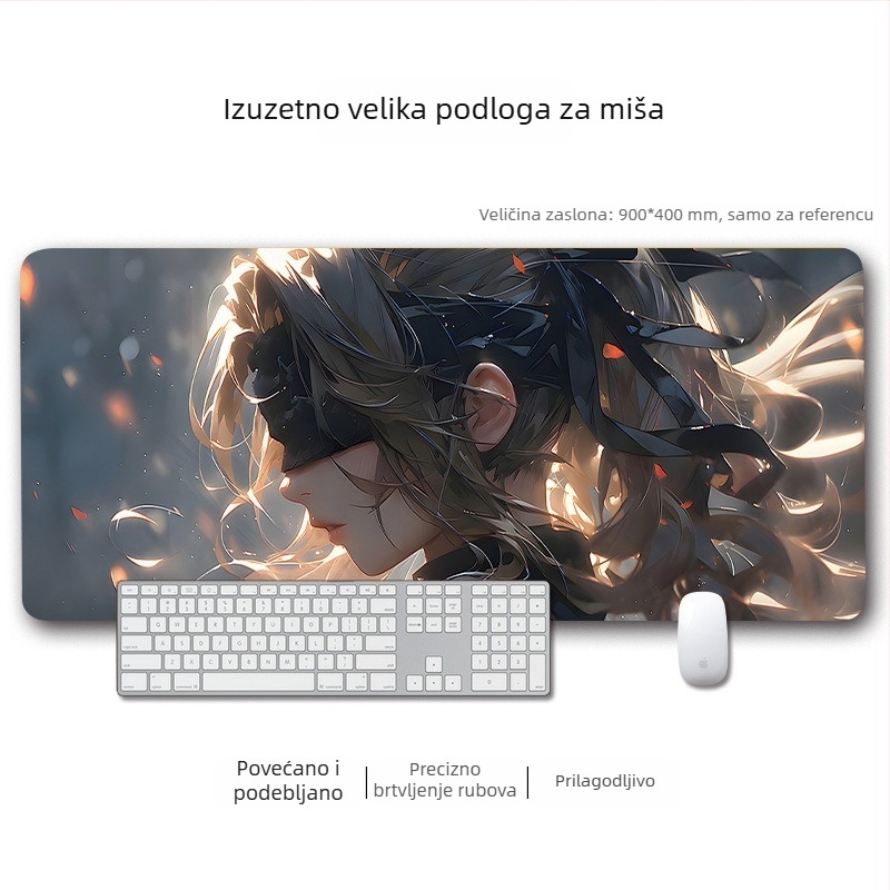 Velika podloga za miš s učvršćenim rubom – protuklizna radna podloga za računalo