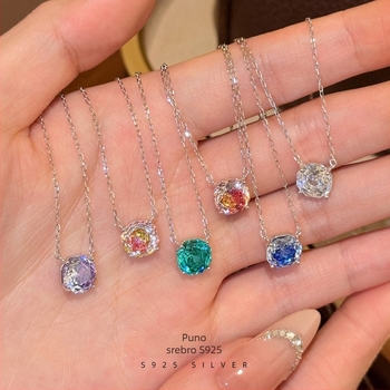 S925 srebrna ogrlica s privjeskom u obliku ruže, Millenijski stil, cirkon ugradnja, klavikularni lanac