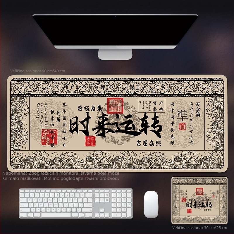Izuzetno velika podloga za stol s motivom srebrne banknote – kreativna podloga za miš, podloga za tipkovnicu i za učenje i igranje