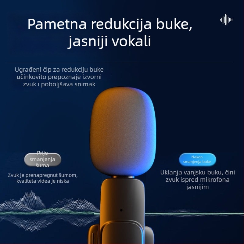 Žični lavalier mikrofon s kapacitativnom kapsulom, SNR ≥ 60 dB, bez ugrađene baterije