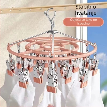 Okrugli stalak za sušenje čarapa od nehrđajućeg čelika sa 24 klipsa, sklopiv, za kućnu upotrebu