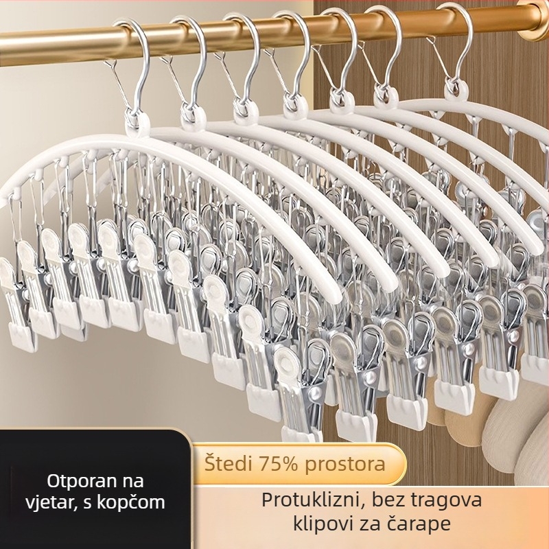 Nehrđajući čelični sušilni klip – višeklip dizajn za čarape i donje rublje, otporan na vjetar, bez tragova, model 4822