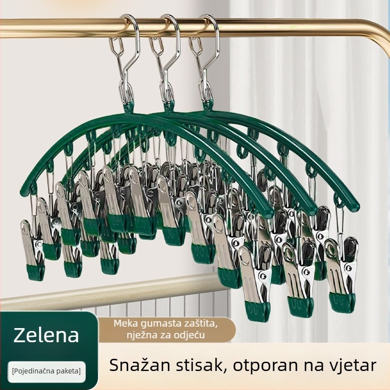 Nehrđajući čelični sušilni klip – višeklip dizajn za čarape i donje rublje, otporan na vjetar, bez tragova, model 4822