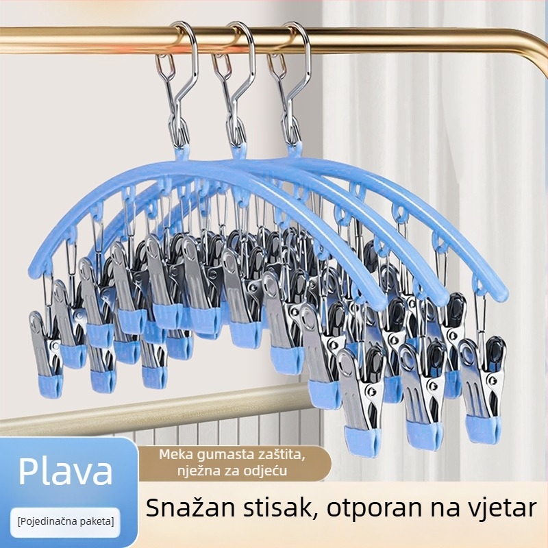 Nehrđajući čelični sušilni klip – višeklip dizajn za čarape i donje rublje, otporan na vjetar, bez tragova, model 4822