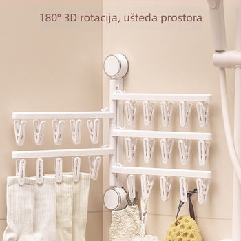 Egarda Klip za sušenje s usisnom čašom – zidni, sklopni, 20 plastičnih komada, za rublje, čarape, majice