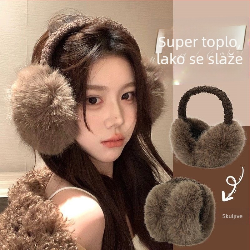 Zimske earmuffs od umjetne zajčje dlake, otporne na vjetar, sklopive, unisex