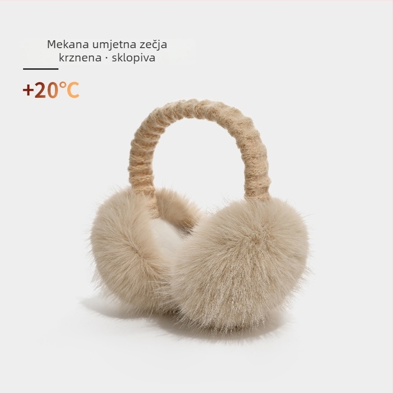 Zimske earmuffs od umjetne zajčje dlake, otporne na vjetar, sklopive, unisex