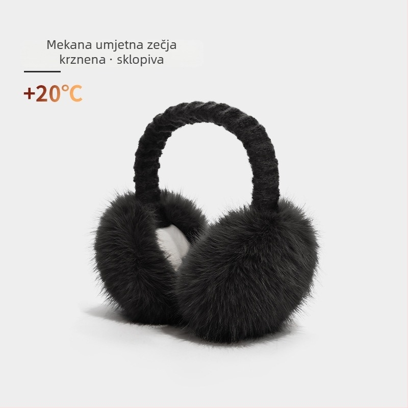 Zimske earmuffs od umjetne zajčje dlake, otporne na vjetar, sklopive, unisex