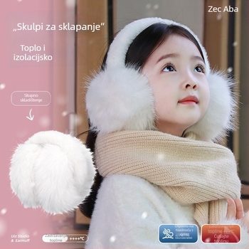 Dječji zaštitnici za uši, slatki i topli, umjetna lisica krzno, otporni na vjetar, sklopivi, poliester