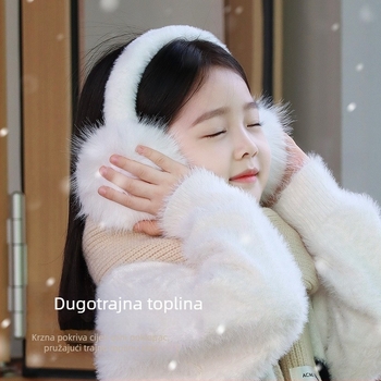 Dječji zaštitnici za uši, slatki i topli, umjetna lisica krzno, otporni na vjetar, sklopivi, poliester