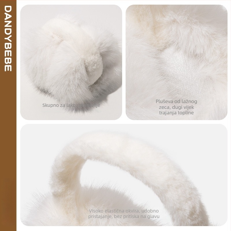 Dječji zaštitnici za uši, slatki i topli, umjetna lisica krzno, otporni na vjetar, sklopivi, poliester