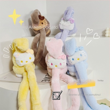 Plišane dječje ušne zaštitne kapice s pokretnim ušima, crtani dizajn mačaka, toplo zimi