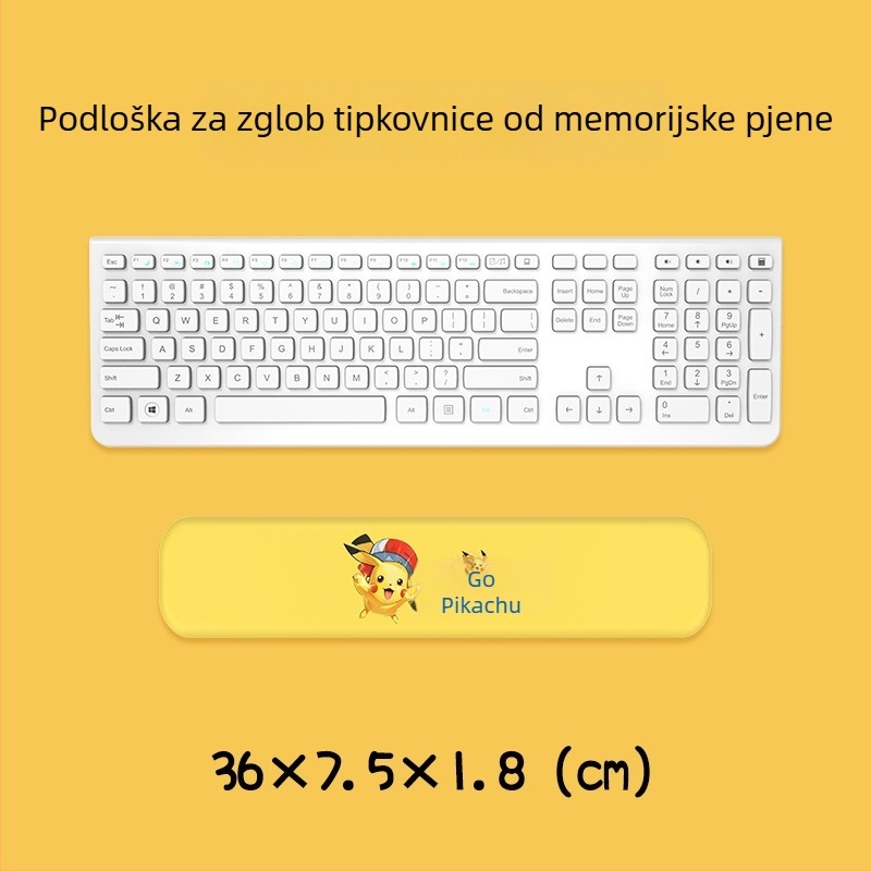 Podložak za zglob ispod tipkovnice i miša — silikon memory pjena, dvostrani dizajn s crtić motivom, protuklizna, otporna na habanje, jednostavna za čišćenje