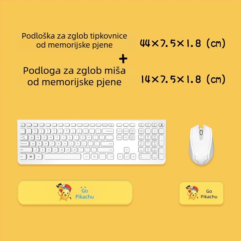 Podložak za zglob ispod tipkovnice i miša — silikon memory pjena, dvostrani dizajn s crtić motivom, protuklizna, otporna na habanje, jednostavna za čišćenje