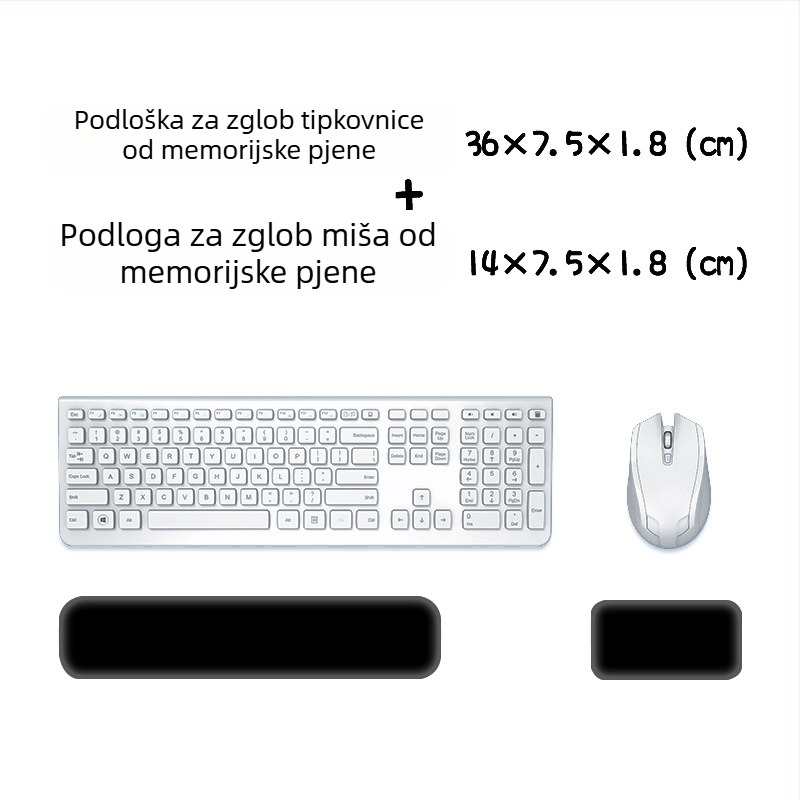 Podložak za zglob ispod tipkovnice i miša — silikon memory pjena, dvostrani dizajn s crtić motivom, protuklizna, otporna na habanje, jednostavna za čišćenje