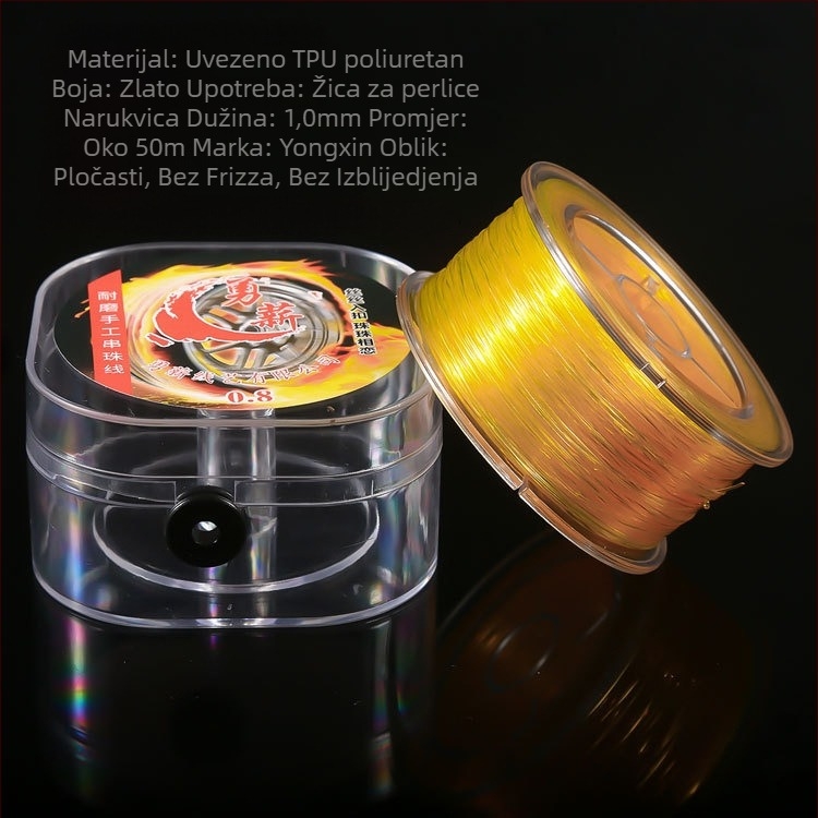 Elastična nit za nanošenje perlica, plosnata prozirna TPU nit, Courage marka, žičasti tip za nanošenje, ljetno izdanje 2024