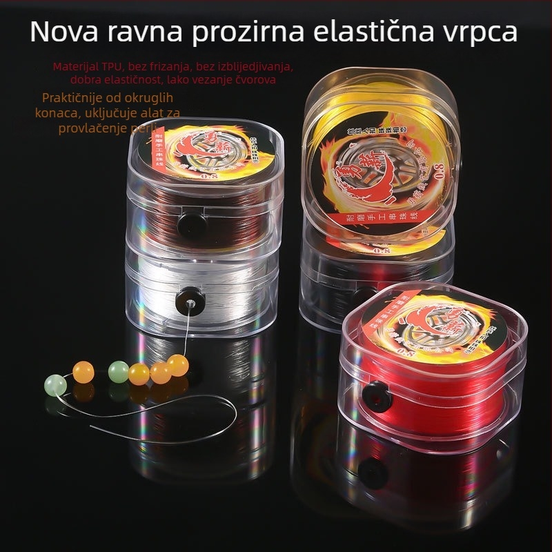Elastična nit za nanošenje perlica, plosnata prozirna TPU nit, Courage marka, žičasti tip za nanošenje, ljetno izdanje 2024