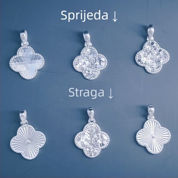 Srebrni privjesak 999, četverolisna djetelina, tekstura mljevenog leda, CNC preciznost, privjesak za ogrlicu s motivom zmajevih ljuskica