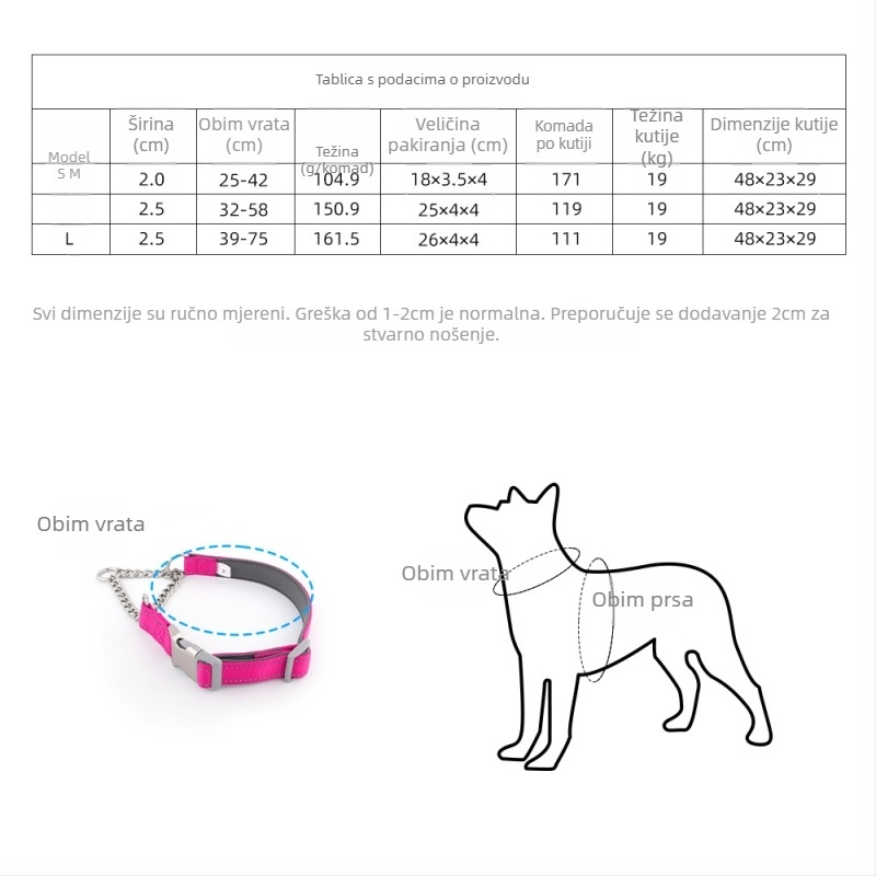 Half-P lanac ogrlica i povodac za Border Collie, najlon, ležerni stil, anti-šok i anti-burst dizajn