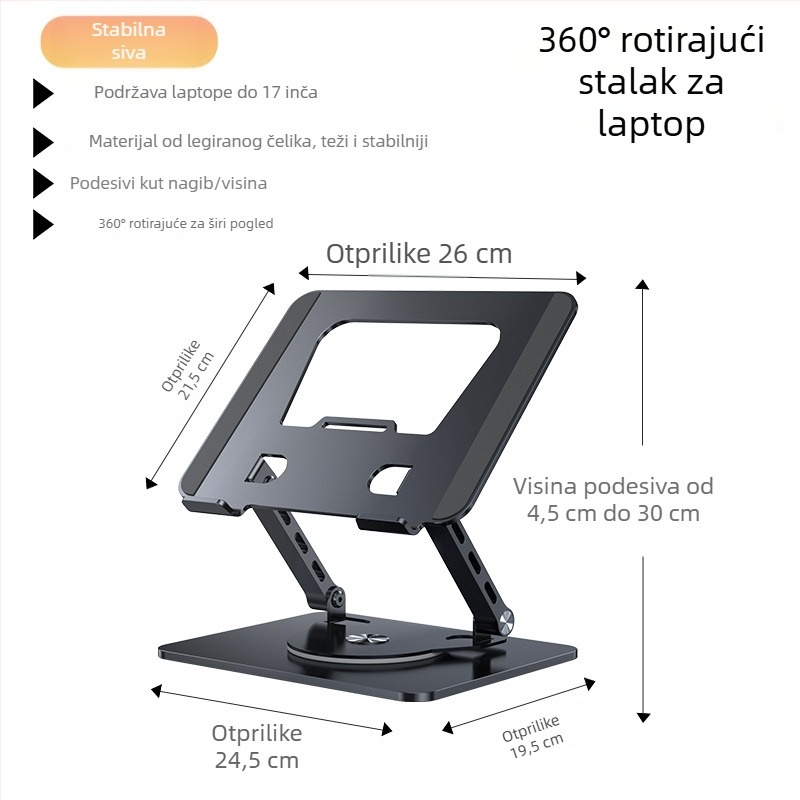 Nosač za prijenosno računalo od legiranog čelika, model J29, marka Into the deer, za prijenosna računala, težina 1680 g