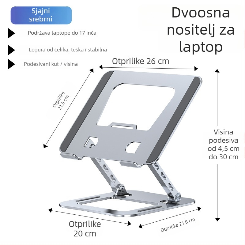 Nosač za prijenosno računalo od legiranog čelika, model J29, marka Into the deer, za prijenosna računala, težina 1680 g