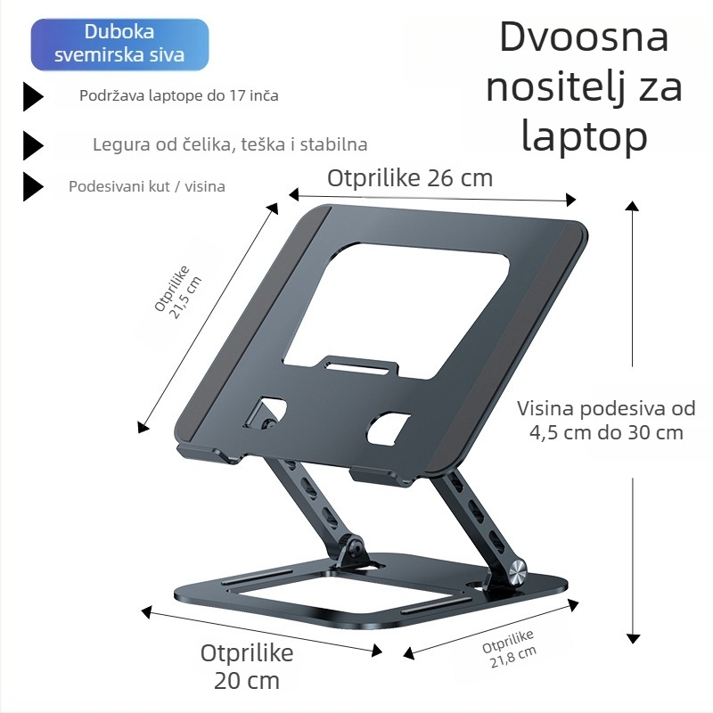 Nosač za prijenosno računalo od legiranog čelika, model J29, marka Into the deer, za prijenosna računala, težina 1680 g