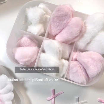 Set dodataka za naušnice s pliš mačjim ušima i zečjim ušima, ručni rad DIY komplet s čipkom