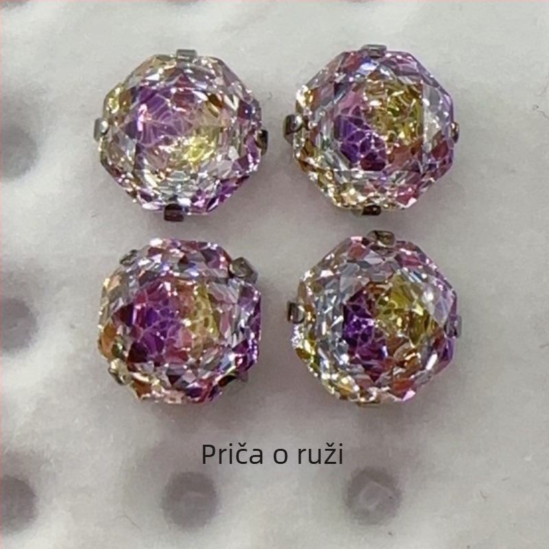 Naušnice od titanijevog legura G23, gradientni osmerokutni rose-cut dizajn, 0,9 mm šipka, polirane, unisex