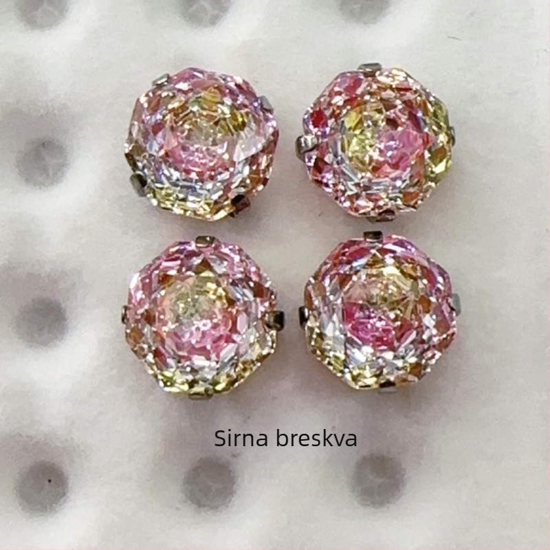 Naušnice od titanijevog legura G23, gradientni osmerokutni rose-cut dizajn, 0,9 mm šipka, polirane, unisex