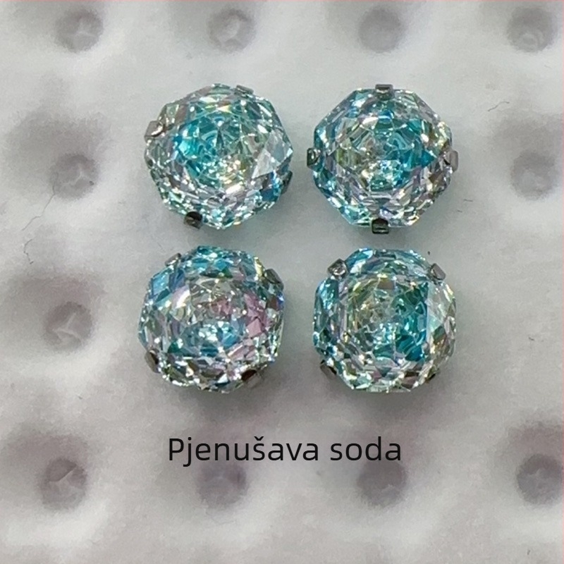 Naušnice od titanijevog legura G23, gradientni osmerokutni rose-cut dizajn, 0,9 mm šipka, polirane, unisex