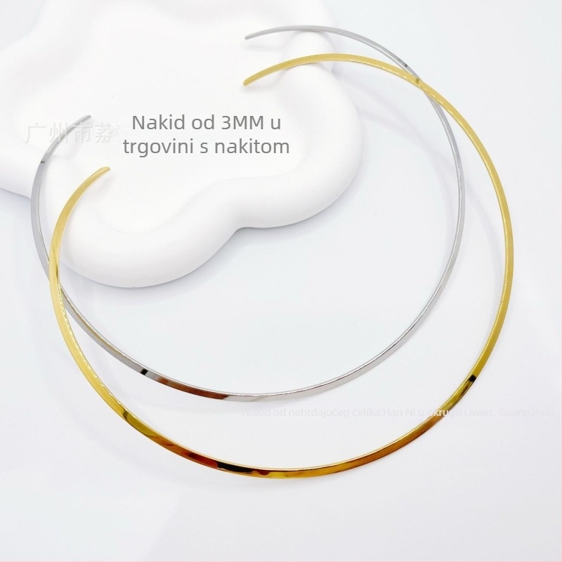 Nerđajući čelični ogrlicu u hip-hop stilu, U-oblik dizajn, bez privjeska, klasičan lanac