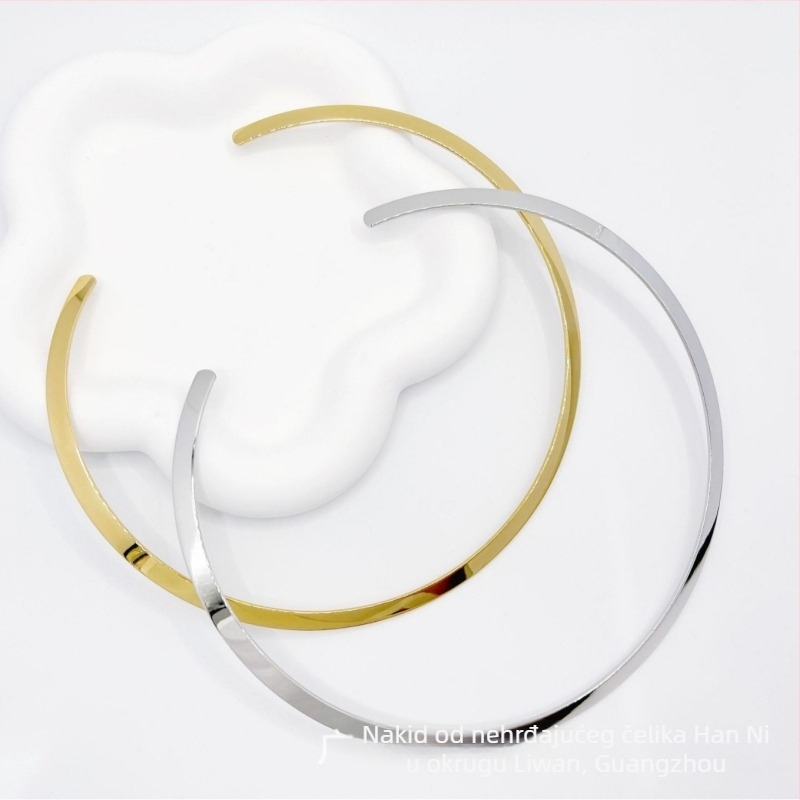 Nerđajući čelični ogrlicu u hip-hop stilu, U-oblik dizajn, bez privjeska, klasičan lanac