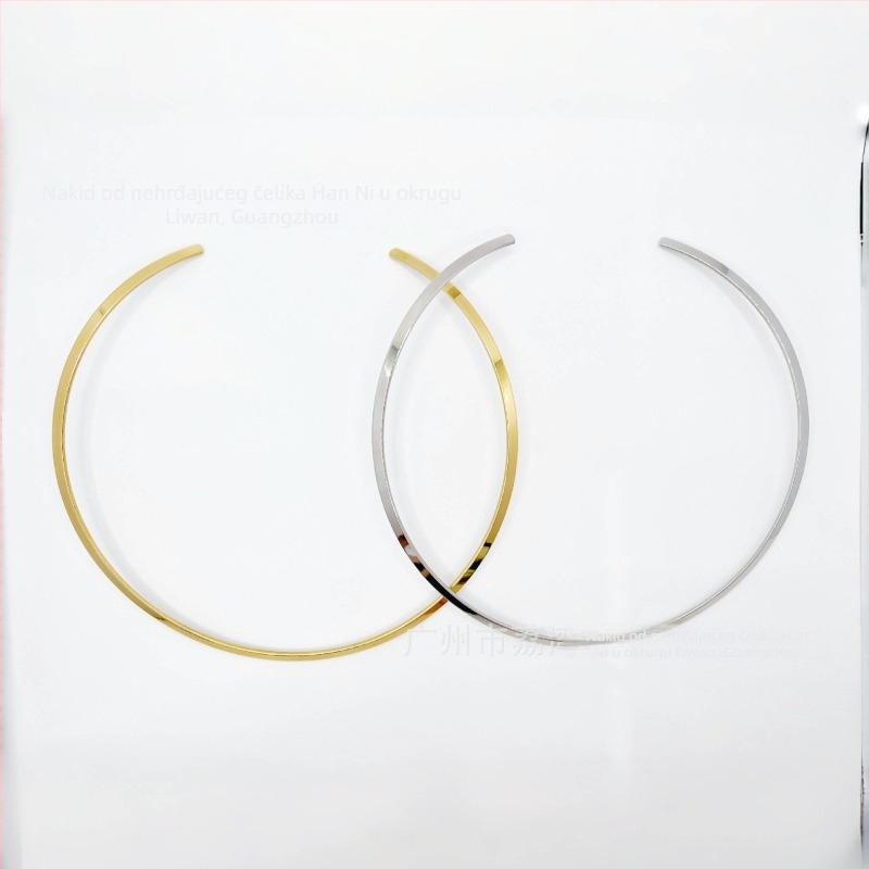 Nerđajući čelični ogrlicu u hip-hop stilu, U-oblik dizajn, bez privjeska, klasičan lanac