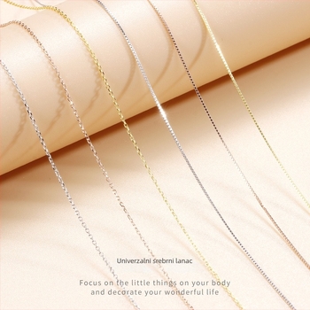 Ogrlica od 925 srebra, podesiva, kutijasti lanac, križni privjesak, unisex