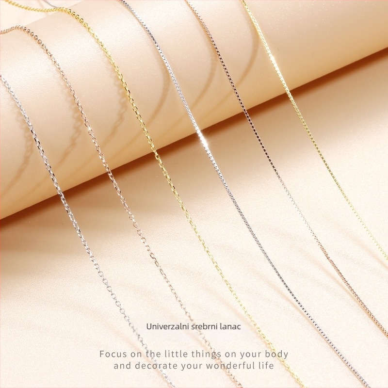 Ogrlica od 925 srebra, podesiva, kutijasti lanac, križni privjesak, unisex