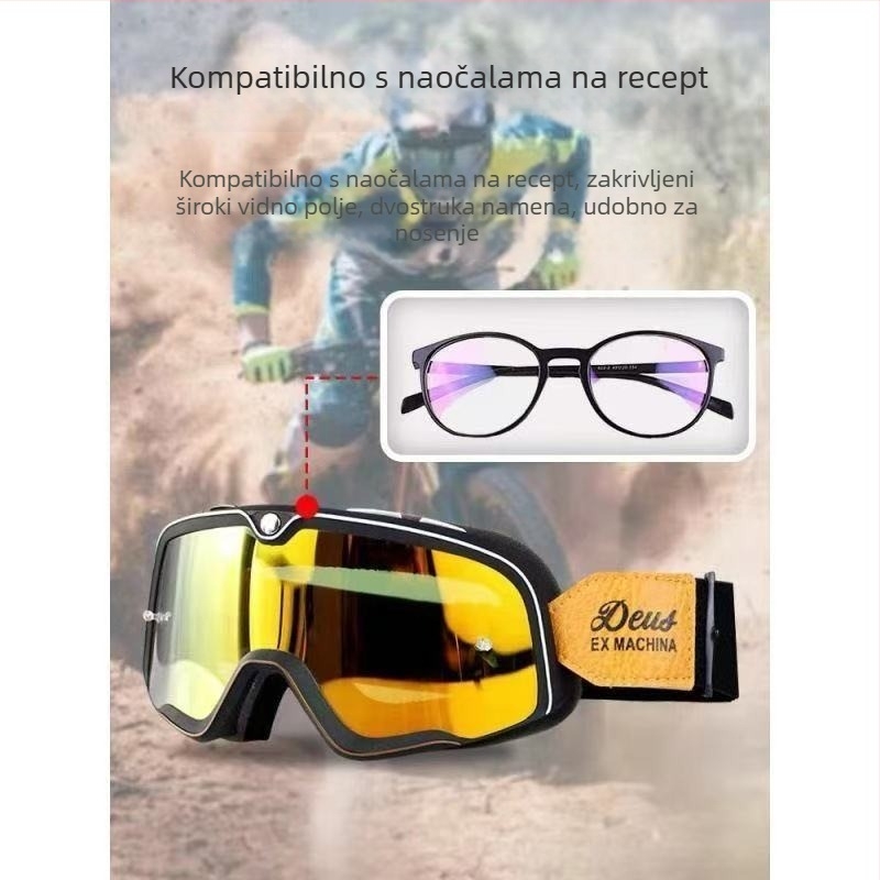 Naočale za bicikl s ogledalom — retro stil, motociklističke trkačke naočale, PVC materijal, nisu za djecu