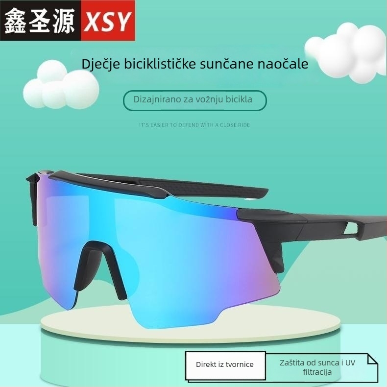 Dječje sunčane naočale za vanjske sportove - UV400 zaštita, poluokvirne, PC leće, naočale s lećama s posebnim oblikom ogledala za vožnju biciklom i aktivnosti na otvorenom